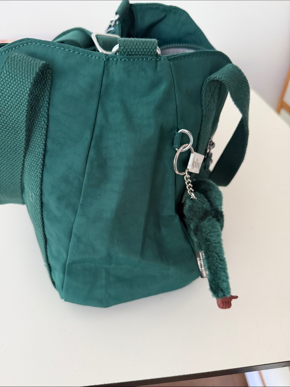 NEW NWT Kipling Deep Teal Green Crossbody Bag with Monkey Key Charm - Picture 7 of 7